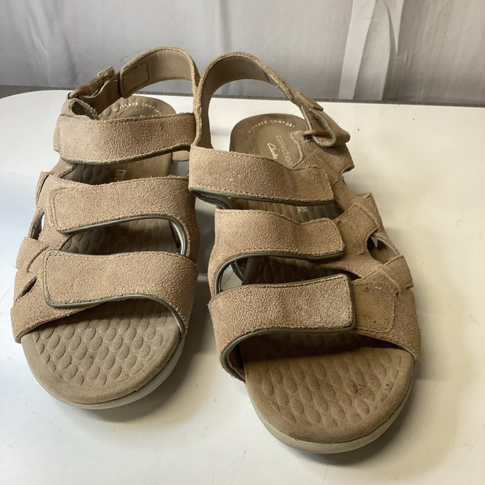 Clarks Collection Tan Cushion Sandals Scrappy Size 10 Med